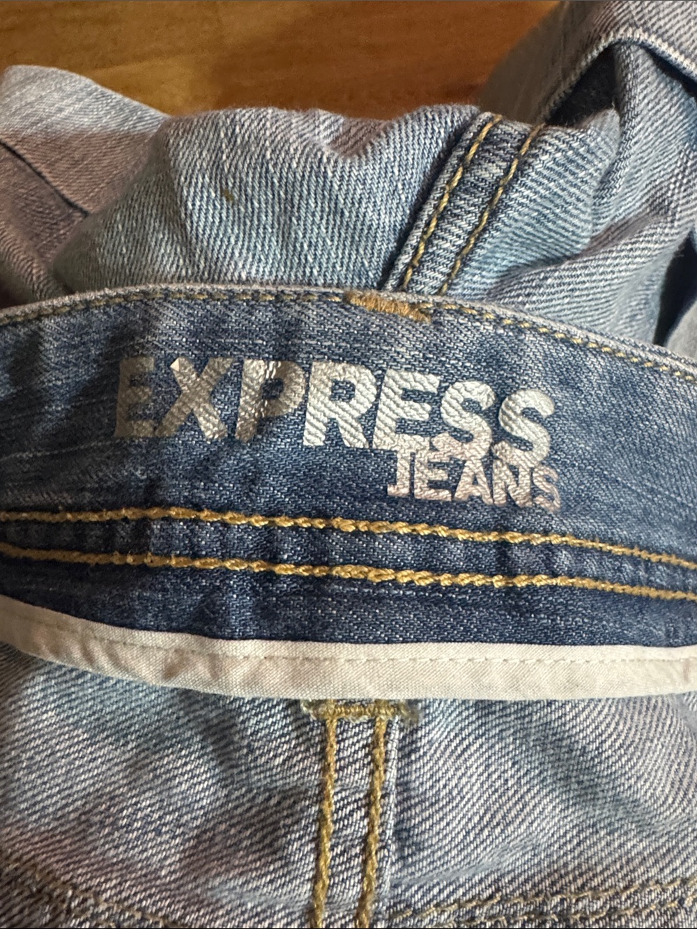 Express Faded Light Blue Distressed Denim Shorts - Picture 9 of 9